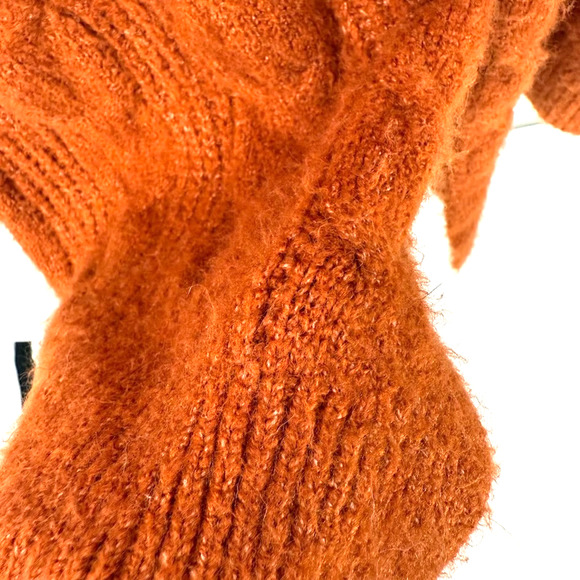 Knox Rose Rust Cable Knit Open Front Long Cardigan Sweater Women’s Medium Cozy - Picture 8 of 9